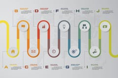Calibre infographic de conception de vecteur de 10 étapes de chronologie Peut être employé pour des processus de déroulement des Photos stock Calibre infographic de conception de vecteur de 10 étapes de chronologie Peut être employé pour des processus de déroulement des Photos stock
