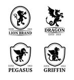 Calibres de monogramme de crête de vecteur Pegasus de luxe, dragon, lion, conception de griffon Illustrations gracieuses de silho illustration de vecteur Calibres de monogramme de crête de vecteur Pegasus de luxe, dragon, lion, conception de griffon Illustrations gracieuses de silho illustration de vecteur