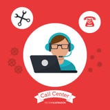 call center man wearing headphones service stock illustration call center man wearing headphones service stock illustration