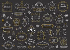 Calligraphic designbeståndsdelar för jul Dekorativa virvlar eller snirklar, tappning inramar, krusidullar, etiketter och avdelare vektor illustrationer Calligraphic designbeståndsdelar för jul Dekorativa virvlar eller snirklar, tappning inramar, krusidullar, etiketter och avdelare vektor illustrationer