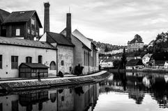 Calm river Vltava in Cesky Krumlov royalty free stock images Calm river Vltava in Cesky Krumlov royalty free stock images