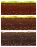 Camadas sem emenda do solo A argila mergulhada da sujeira, a camada à terra com pedras e a grama no penhasco das sujeiras texture ilustração royalty free Camadas sem emenda do solo A argila mergulhada da sujeira, a camada à terra com pedras e a grama no penhasco das sujeiras texture ilustração royalty free