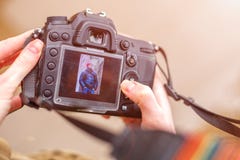 The camera in the hands of a beautiful frame on the screen royalty free stock image The camera in the hands of a beautiful frame on the screen royalty free stock image