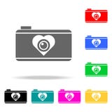 Camera with heart icon. Elements of romance in multi colored icons. Premium quality graphic design icon. Simple icon for websites,. Web design, mobile app, info stock illustration Camera with heart icon. Elements of romance in multi colored icons. Premium quality graphic design icon. Simple icon for websites,. Web design, mobile app, info stock illustration