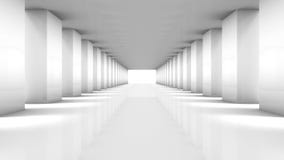 Abstract background perspective white polygon hall room with  camera zoom in.