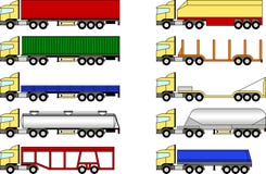 Caminhões e reboques ajustados ilustração stock Caminhões e reboques ajustados ilustração stock