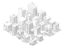 Camino de la intersecci?n de la calle de la ciudad Opini?n superior isom?trica de los edificios Líneas grises estilo del vector d ilustración del vector Camino de la intersecci?n de la calle de la ciudad Opini?n superior isom?trica de los edificios Líneas grises estilo del vector d ilustración del vector