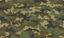 Camouflage seamless pattern. Trendy style camo, repeat. Vector illustration. Khaki texture, military army green hunting