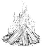Pencil Drawing Of Realistic Fire Stock Illustration - Illustration of