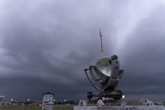 The Campbell Strokes recorder, a type of sunshine recorder at weather station at Ngurah Rai airport with the scary dark royalty free stock photo The Campbell Strokes recorder, a type of sunshine recorder at weather station at Ngurah Rai airport with the scary dark royalty free stock photo
