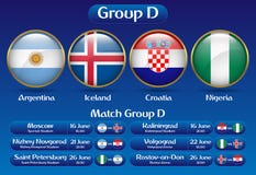 Campeonato Rússia 2018 do futebol do grupo D do fósforo ilustração stock Campeonato Rússia 2018 do futebol do grupo D do fósforo ilustração stock