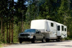 Camper trailer in Yellowstone royalty free stock photos Camper trailer in Yellowstone royalty free stock photos