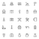 Camping elements outline icons set vector illustration Camping elements outline icons set vector illustration