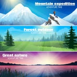 Camping Outdoor Nature Horizontal Banners Set vector illustration Camping Outdoor Nature Horizontal Banners Set vector illustration