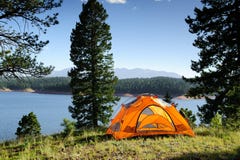Camping Tent by the Lake in Colorado