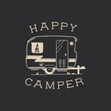 Happy Camper Logo Design. Vintage Bus Illustration. RV Truck Emblem ...