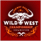 Campionato ad ovest selvaggio - rodeo del cowboy Vettore illustrazione di stock Campionato ad ovest selvaggio - rodeo del cowboy Vettore illustrazione di stock