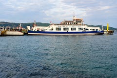 Canakkale ferry pier and boat in the morning. Turkey Royalty Free Stock Images Canakkale ferry pier and boat in the morning. Turkey Royalty Free Stock Images