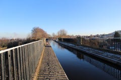 Canal Aqueduct with Runner royalty free stock photos Canal Aqueduct with Runner royalty free stock photos