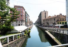 Canal grande di Naviglio, Milano, Italia fotografie stock libere da diritti Canal grande di Naviglio, Milano, Italia fotografie stock libere da diritti