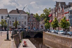 Canals And Traditional Dutch Architecture Houses In Historical Town Den Bosch Stock Photo