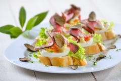 Canapes z pieczoną wołowiną i truflami Zdjęcia Royalty Free Canapes z pieczoną wołowiną i truflami Zdjęcia Royalty Free