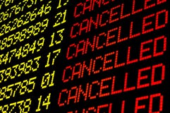 Cancelled flights on airport board stock image Cancelled flights on airport board stock image