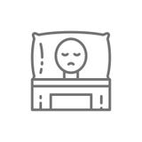 Cancer patient in bed, oncology line icon. vector illustration Cancer patient in bed, oncology line icon. vector illustration