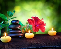 Candles and stones spa composition royalty free stock photography Candles and stones spa composition royalty free stock photography