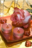 Candles With Rose And Hearts Royalty Free Stock Photography Candles With Rose And Hearts Royalty Free Stock Photography