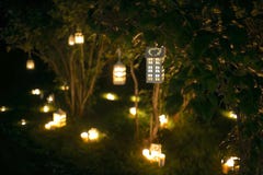 Candlestick House With Candle Light On The Tree In Nigth Stock Photography