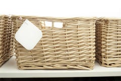 Cane baskets with notetag stock images Cane baskets with notetag stock images