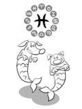 Cane del fumetto come segno dello zodiaco di pesci royalty illustrazione gratis Cane del fumetto come segno dello zodiaco di pesci royalty illustrazione gratis