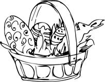 Canestro di previsione con le uova di Pasqua dipinte Fotografie Stock Libere da Diritti Canestro di previsione con le uova di Pasqua dipinte Fotografie Stock Libere da Diritti