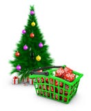 Canestro e un albero di Natale royalty illustrazione gratis Canestro e un albero di Natale royalty illustrazione gratis
