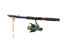Canna da pesca per la pesca isolata su fondo bianco Isolato fotografia stock Canna da pesca per la pesca isolata su fondo bianco Isolato fotografia stock