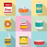 Canned icons set, flat style royalty free illustration Canned icons set, flat style royalty free illustration