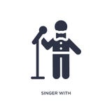 cantante con el icono del micrófono en el fondo blanco Ejemplo simple del elemento del concepto del comportamiento stock de ilustración cantante con el icono del micrófono en el fondo blanco Ejemplo simple del elemento del concepto del comportamiento stock de ilustración