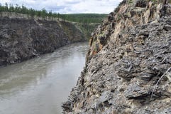 Canyon Of The Mountain River In Yakutia. Royalty Free Stock Photography