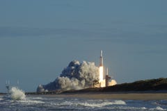 Cape Canaveral, Florida/USA - April 11th 2019: Arabsat-6A Launch Falcon Heavy royalty free stock photos Cape Canaveral, Florida/USA - April 11th 2019: Arabsat-6A Launch Falcon Heavy royalty free stock photos