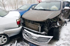 Car accident in the snow stock photo Car accident in the snow stock photo