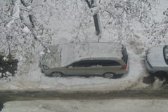 Car covered with winter snow stock photos Car covered with winter snow stock photos