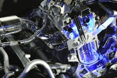 Car Engine With Blue Beam Stock Images