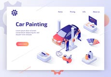 Car Painting Service Isometric Vector Website vector illustration Car Painting Service Isometric Vector Website vector illustration