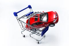 Car in shopping cart stock photos Car in shopping cart stock photos
