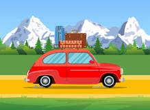 Car trip to camp, stock illustration Car trip to camp, stock illustration
