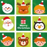 Cara de caráteres bonitos do Natal ilustração royalty free Cara de caráteres bonitos do Natal ilustração royalty free