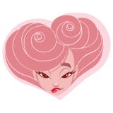 Cara de uma moça com um penteado na forma de um coração ilustração stock Cara de uma moça com um penteado na forma de um coração ilustração stock