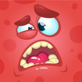 Cara gritando do monstro dos desenhos animados Avatar irritado vermelho do monstro de Dia das Bruxas do vetor ilustração stock Cara gritando do monstro dos desenhos animados Avatar irritado vermelho do monstro de Dia das Bruxas do vetor ilustração stock