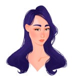 Cara hermosa de la mujer joven con el pelo azul ilustración del vector Cara hermosa de la mujer joven con el pelo azul ilustración del vector